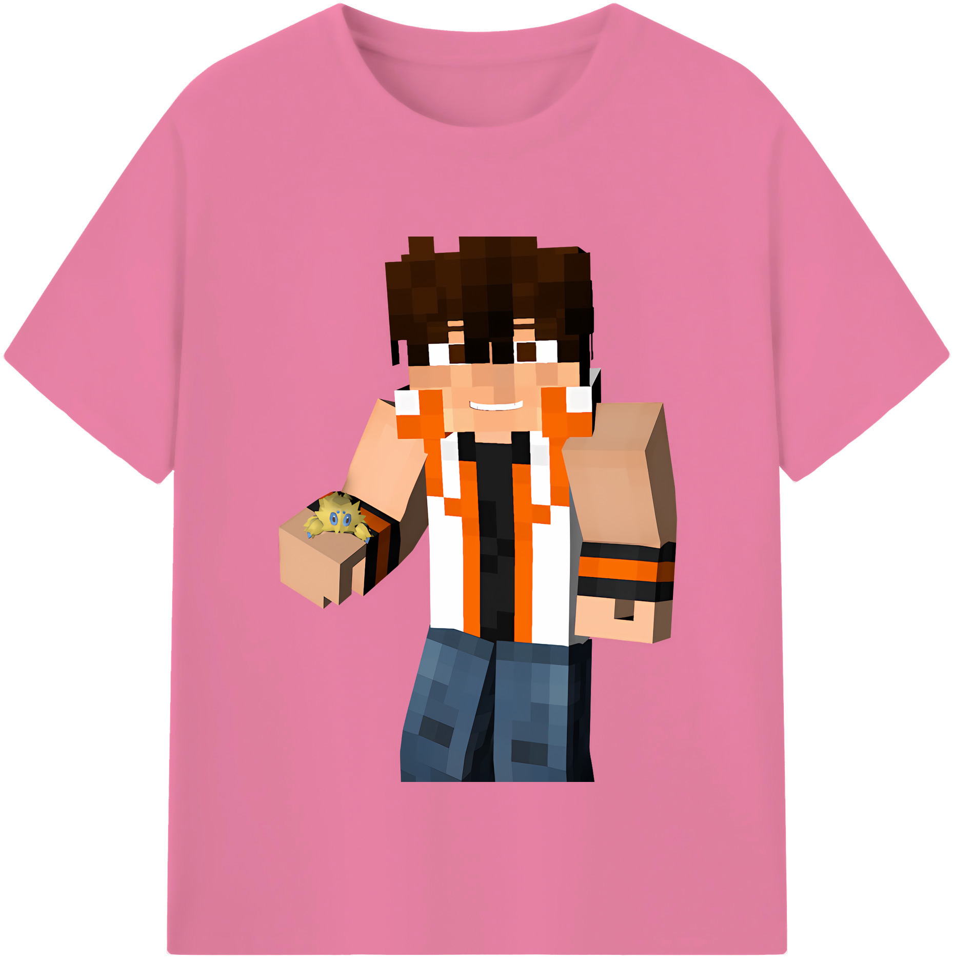（画像用） マインクラフト ブロックの世界 Minecraft MC Block world 綿100％半袖Tシャツ（フロントプリント）